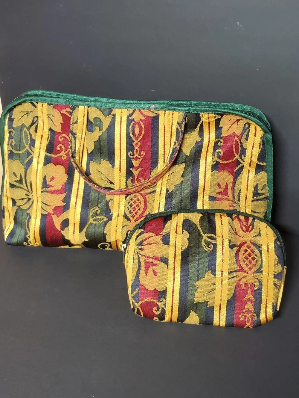 Allegro Pacific Tapestry Cosmetic Bag Set 2 Piece Vintage Style